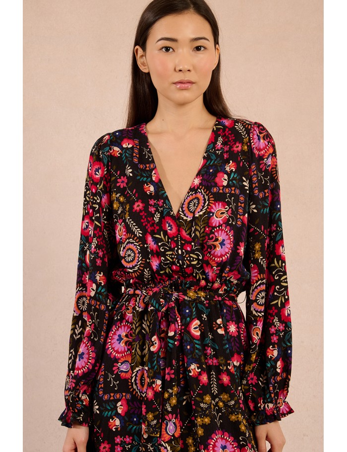 Vestido largo con estampado étnico