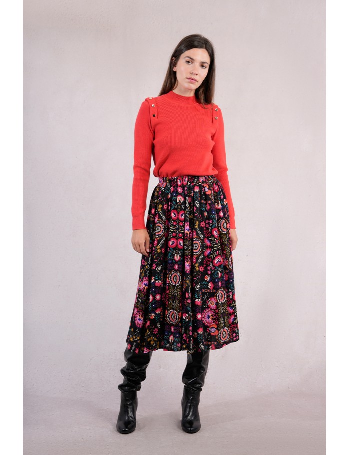 Pleated midi skirt