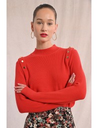 Pull fin à épaulettes