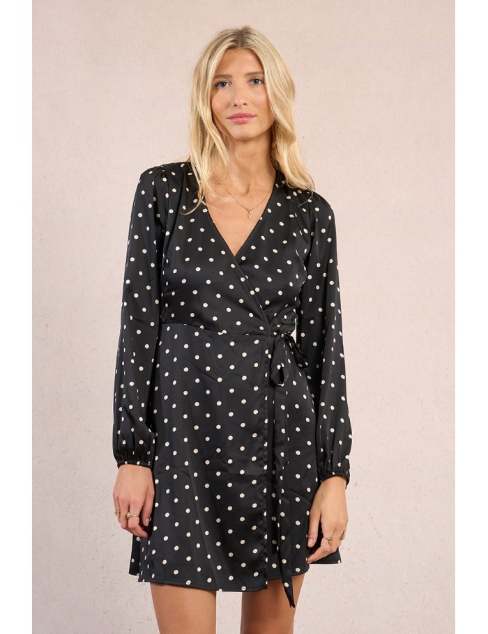 Short dress, polka dot wrap