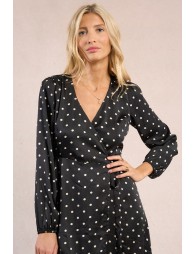 Robe courte, portefeuille à pois