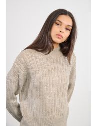 Iridescent cable knit sweater