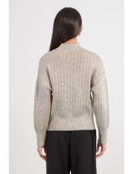 Iridescent cable knit sweater