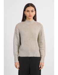 Iridescent cable knit sweater