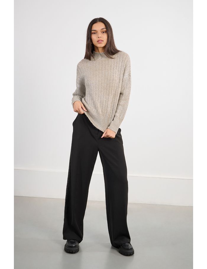 Iridescent cable knit sweater