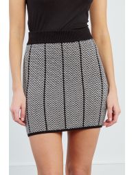 Knitted mini skirt, jacquard effect