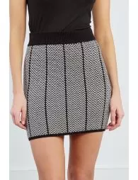 Mini-jupe en maille, effet jacquard