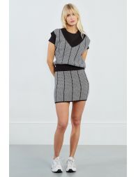 Knitted mini skirt, jacquard effect