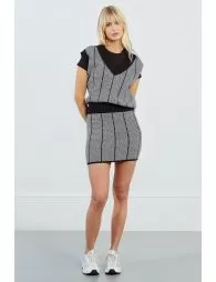 Mini-jupe en maille, effet jacquard