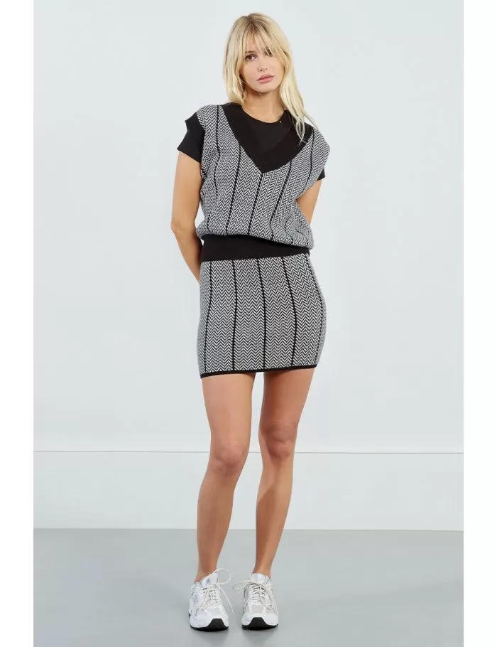 Mini-jupe en maille, effet jacquard