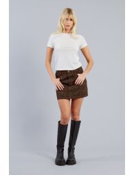 Leopard denim skirt