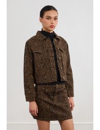 Veste en jean léopard