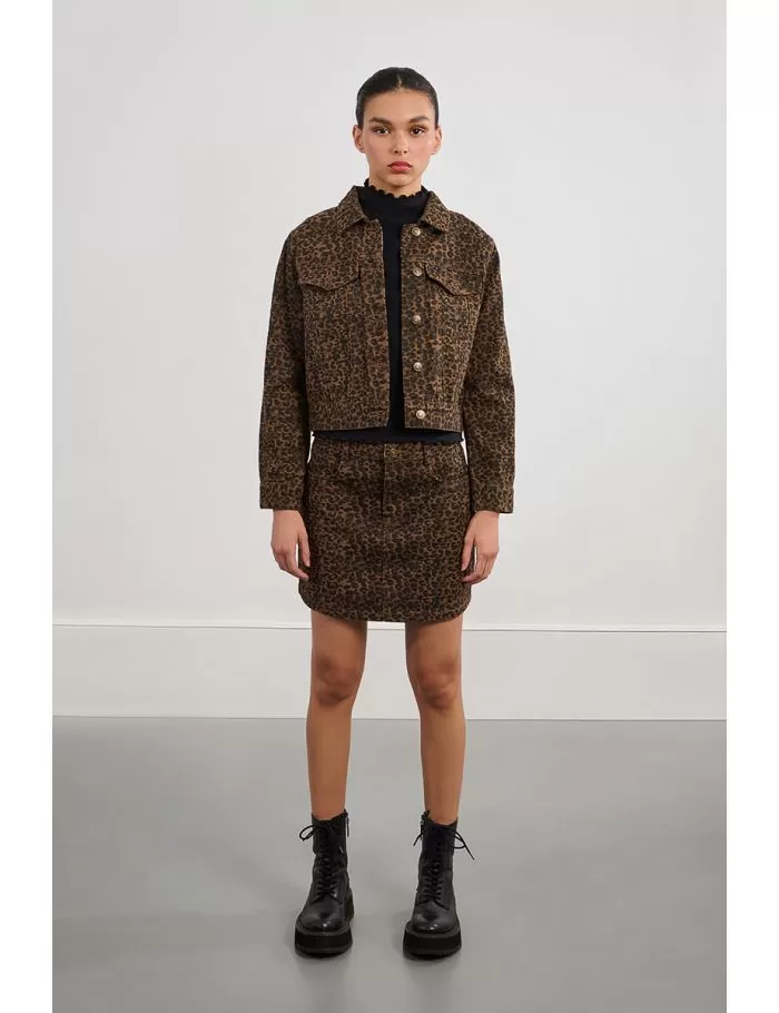 Veste en jean léopard