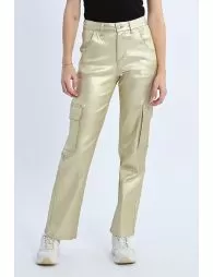 Pantalon enduit style cargo