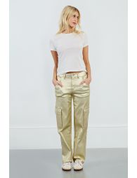 Pantalónlargo en tejido dorado