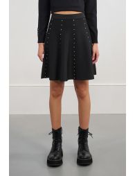 Rhinestone knit mini skirt