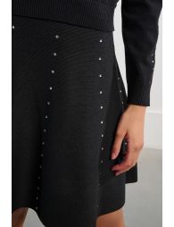 Rhinestone knit mini skirt