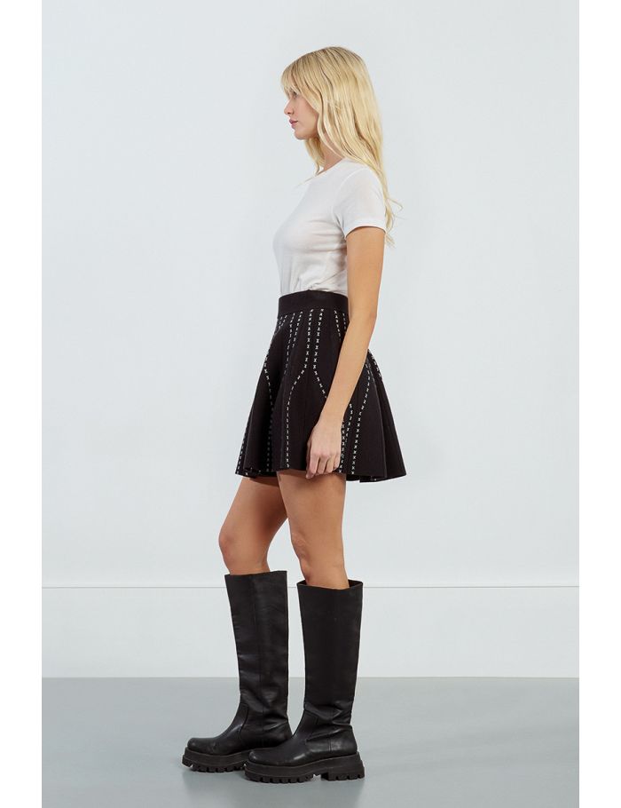 Embroidered skater mini skirt