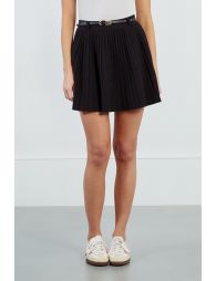 Pleated mini skirt with belt