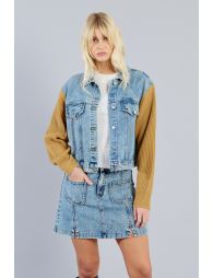 Veste en jean bi-matière