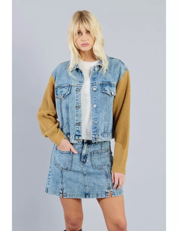 Veste en jean bi-matière