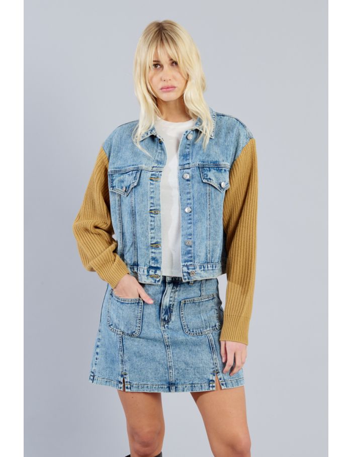 Veste en jean bi-matière