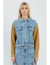 Veste en jean bi-matière