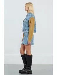 Veste en jean bi-matière