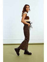 Wide-leg leopard print denim