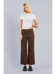 Wide-leg leopard print denim
