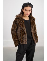 Blouson en fausse fourrure léopard