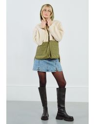 Bi-material parka