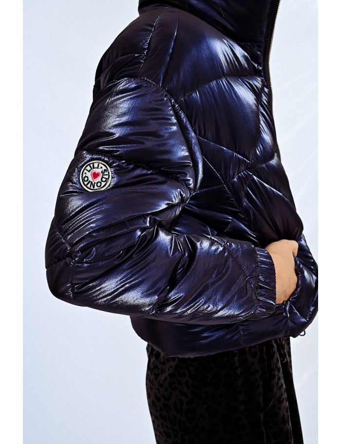 Quilted and iridescent down jacket
