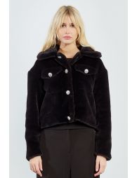Faux fur jacket with fancy buttons