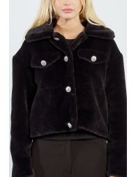 Faux fur jacket with fancy buttons