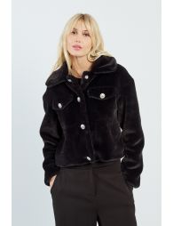 Faux fur jacket with fancy buttons