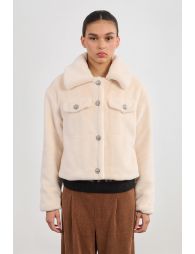 Faux fur jacket with fancy buttons