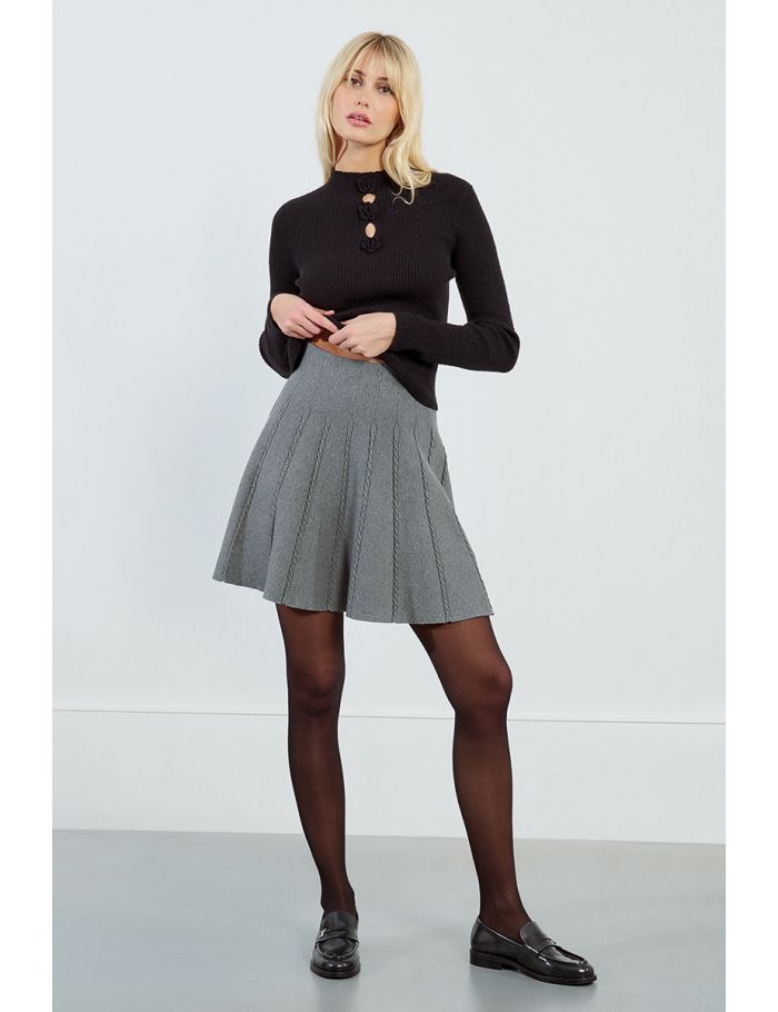 Mini-jupe en maille à torsades