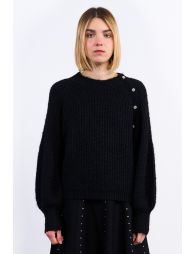 Oversized knit sweater with fancy buttons