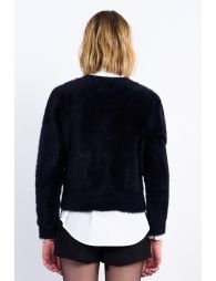 Fluffy button-down cardigan