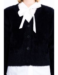 Fluffy button-down cardigan