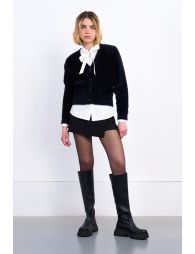 Fluffy button-down cardigan