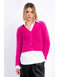 Fluffy button-down cardigan