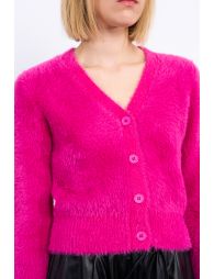 Fluffy button-down cardigan