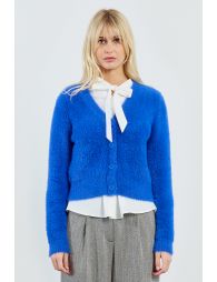 Fluffy button-down cardigan