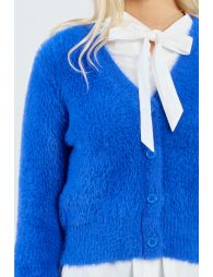 Fluffy button-down cardigan