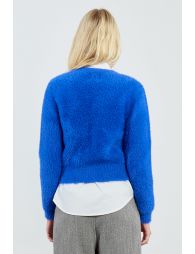 Fluffy button-down cardigan