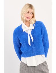 Fluffy button-down cardigan