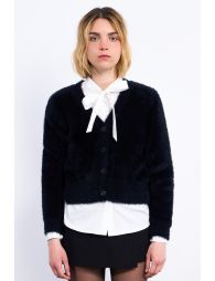 Fluffy button-down cardigan