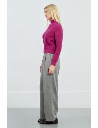 Cable knit sweater with high collar